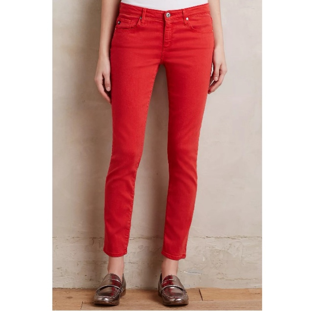 AG Adriano Goldschmied • Low Rise Stevie Ankle Jeans in Old Vermillion Red Sz 31